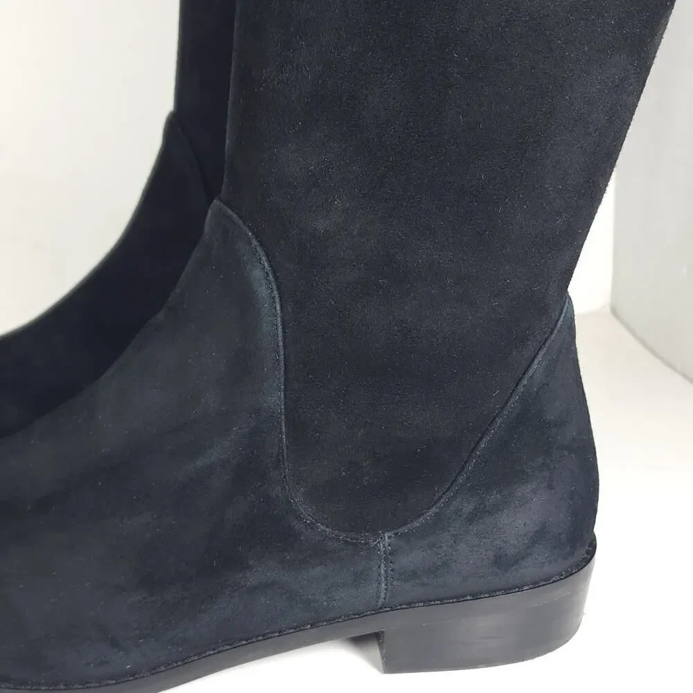 Stuart Weitzman Women's Lilene US 9 Black Suede Stretch Pull On Knee High Boots